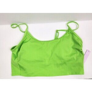 Wild Fable Women's Green Ribbed Bikini Swimsuit Top Size M (8-10)